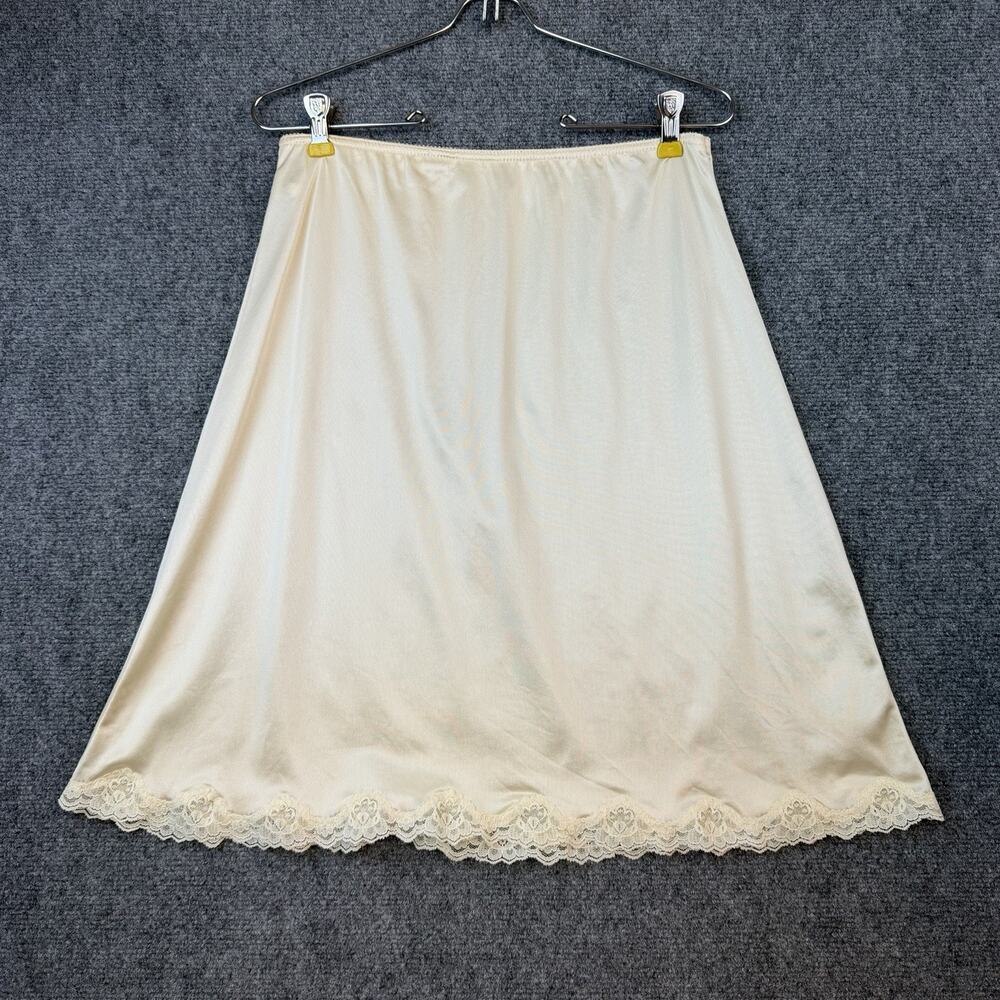Vintage Bari Ivory Half Slip Skirt Lace Hem Size Large Made in USA